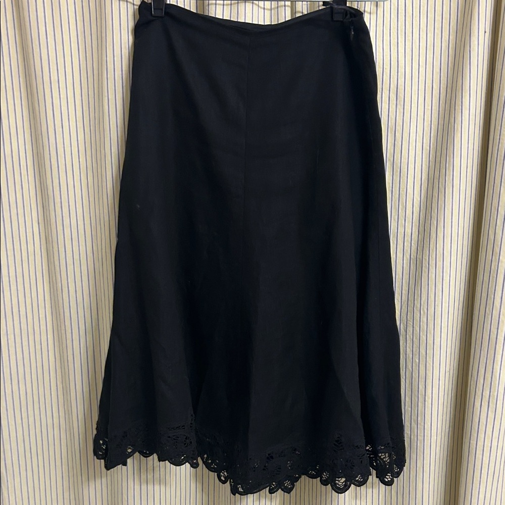 Banana Republic Black A-Line Skirt with Lace Detail